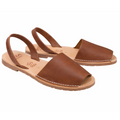 Traditionelle spanische Avarcas Sandalen für Damen in Braun mit Karamell Sohle