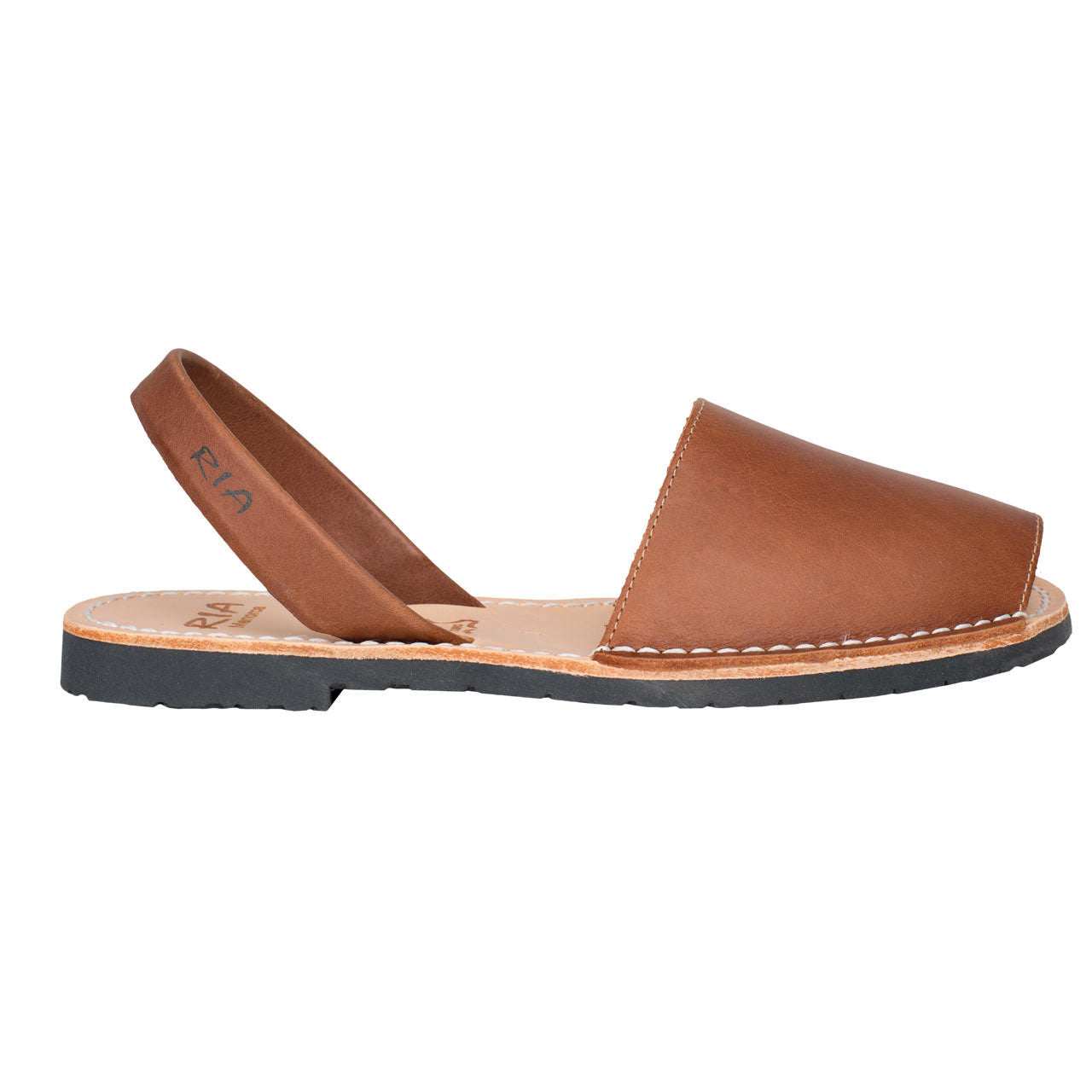 Klassische Avarca Sandale für Damen in Braun mit schwarzer Sohle