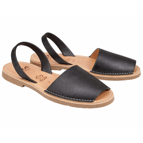 Anthrazit Damensandalen Avarcas von RIA Menorca mit Karamellsohle