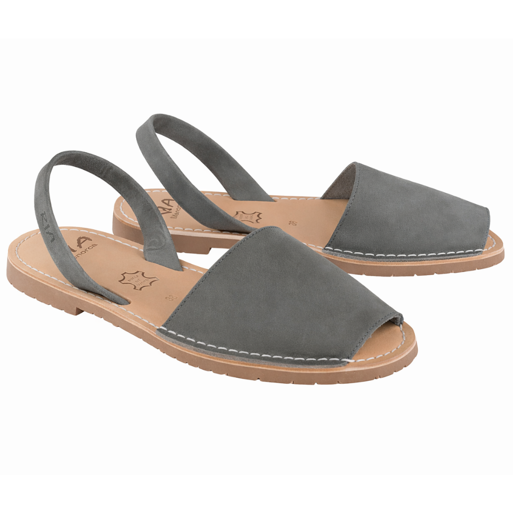 Original Avarcas de Menorca Sandalen für Damen in Grau mit Sohle Karamell