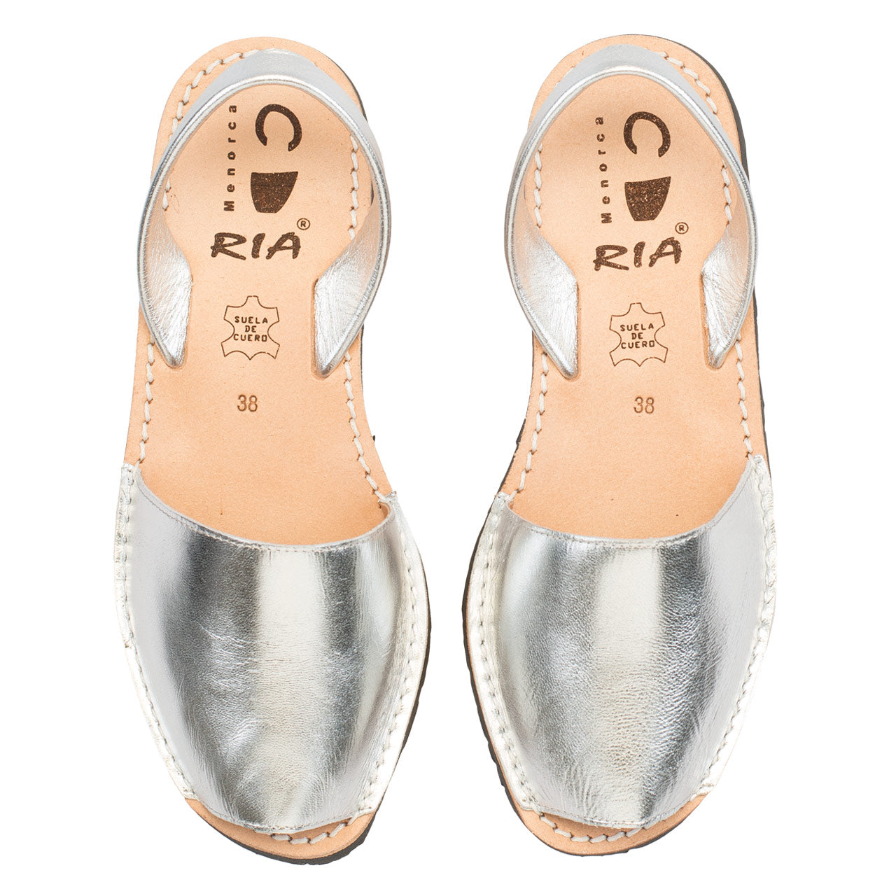 Silber Menorquinas Avarcas Sandalen mit Karamellsohle für Damen