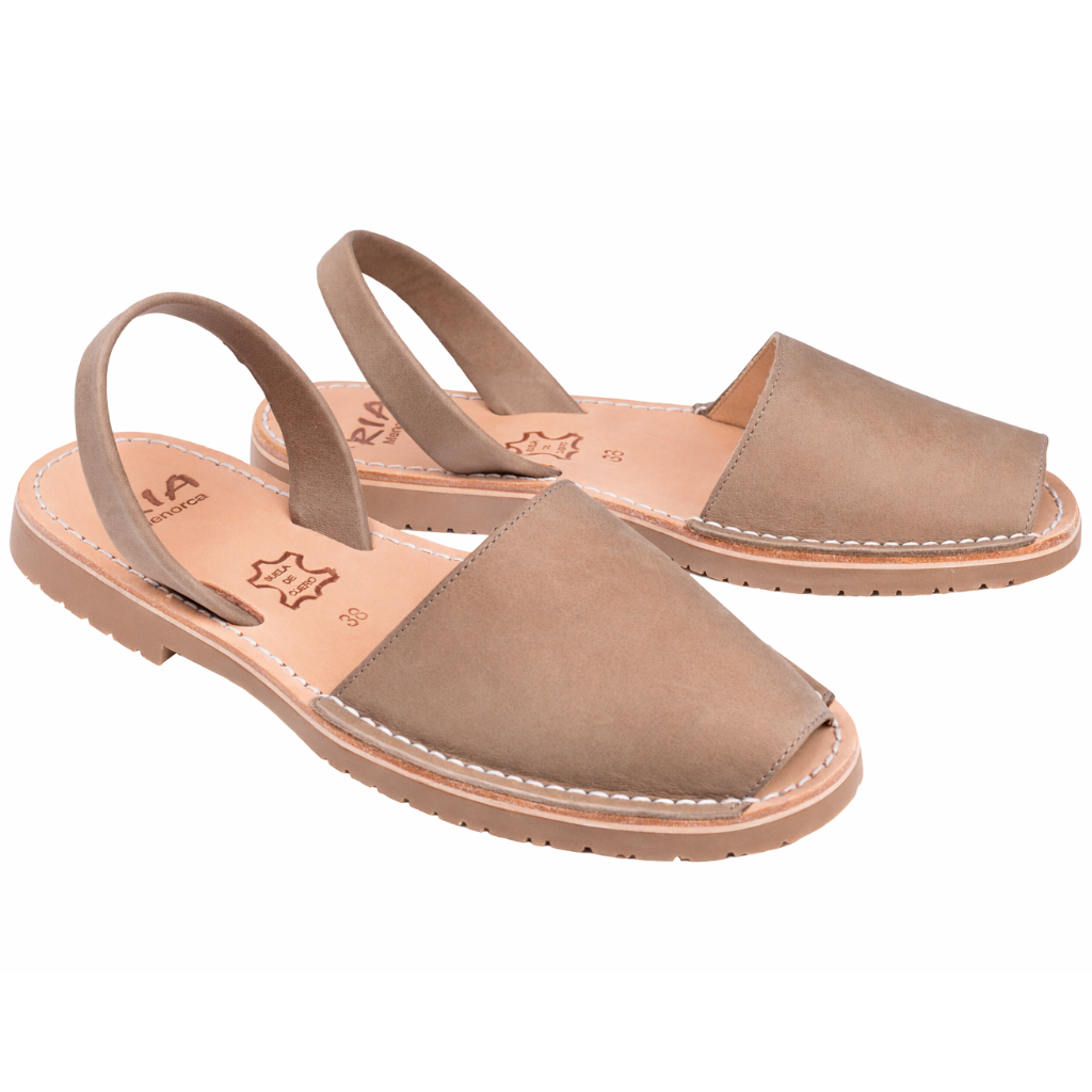 Original Avarcas de Menorca Sandalen für Damen in Beige-Braun mit Karamell Sohle