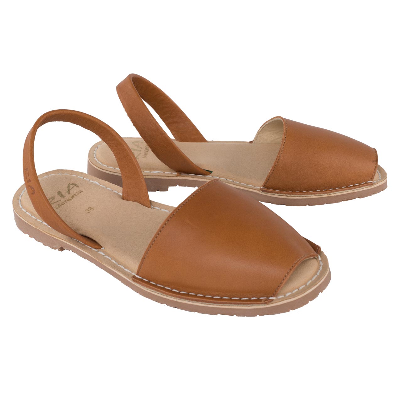 Braune Avarcas Komfort Sandalen von Ria Menorca für Damen mit Karamellsohle