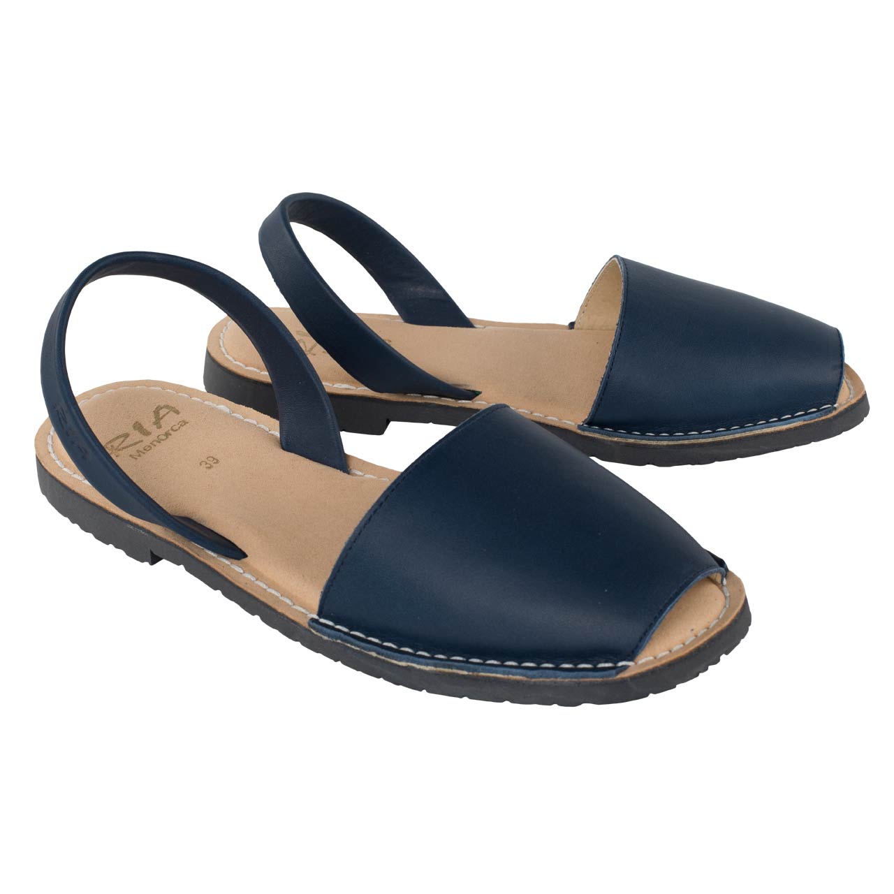 Original Avarcas Comfort Sandalen von Ria Menorca für Damen in Jeansblau mit bequemer Gelsohle