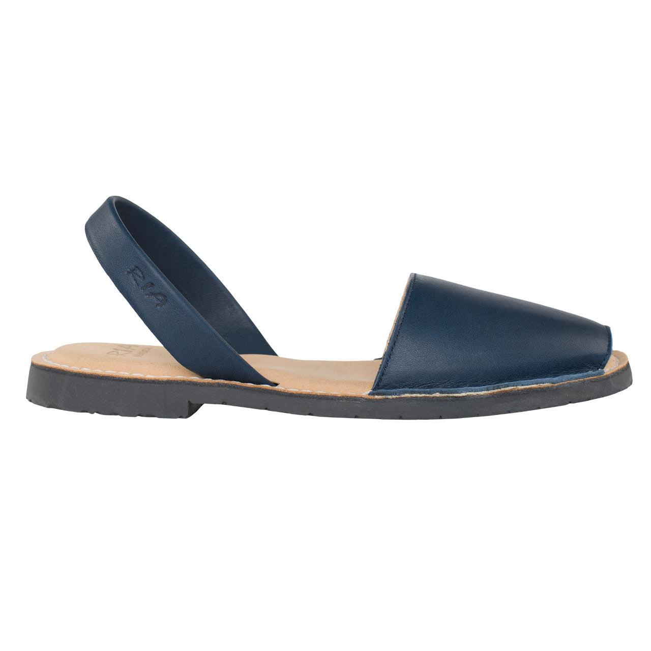 Spanische Avarcas Sandale Komfort für Damen in Jeansblau mit bequemer Gelsohle